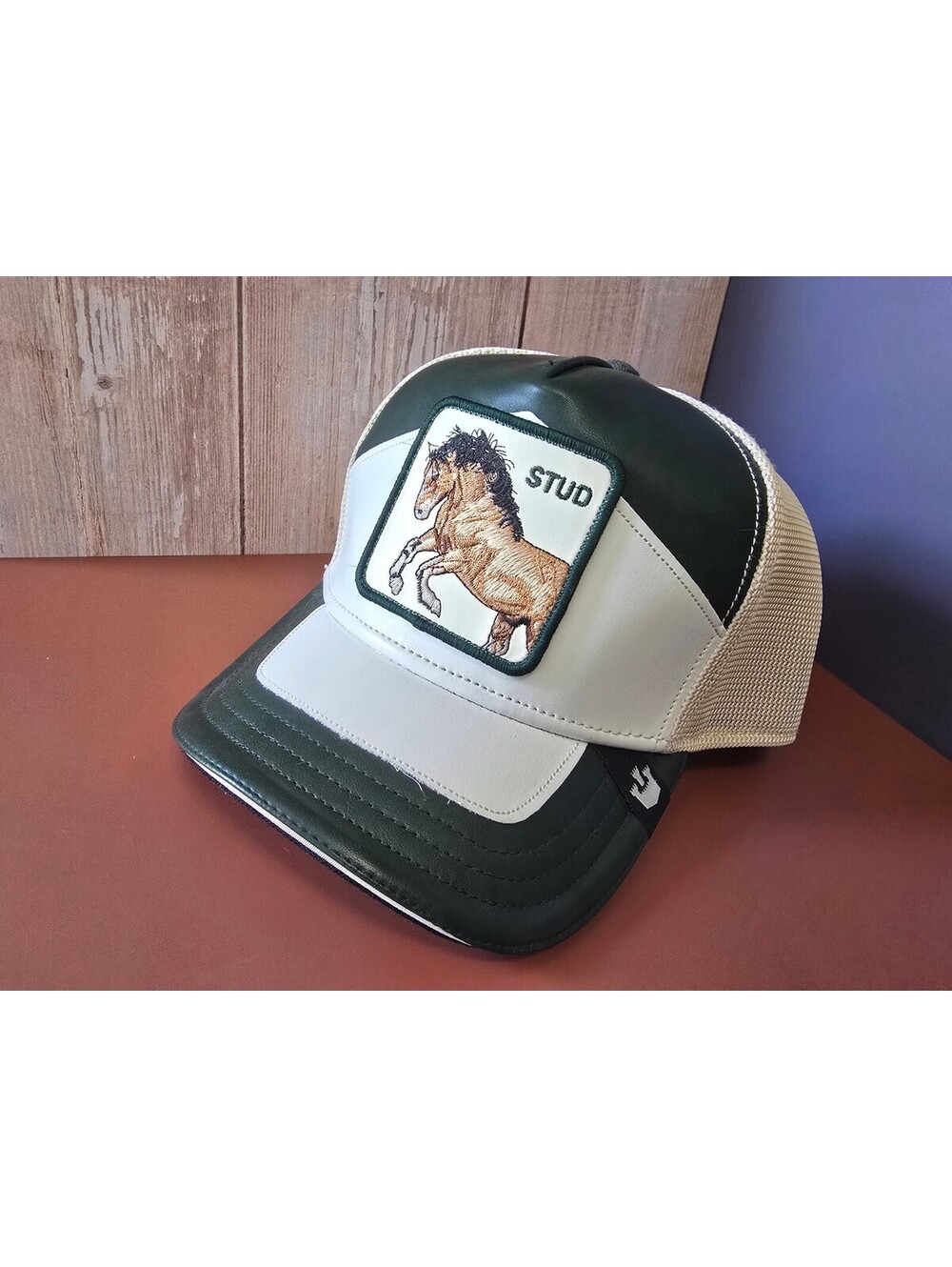 Goorin Bros The Farm “STUD” Stallion Horse Trucker Hat Snapback Green Cream